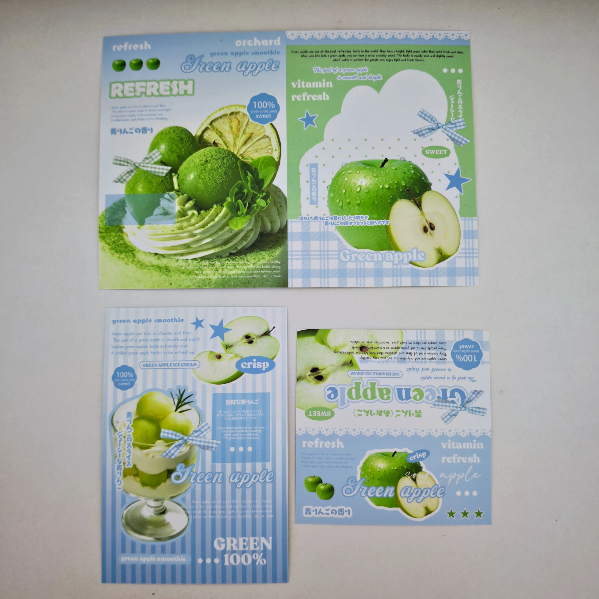 15pcs Creative Cards Set-green apple Design -DIY packaging decorating idol card,birthday gift-Greeting Cards,Foldable card