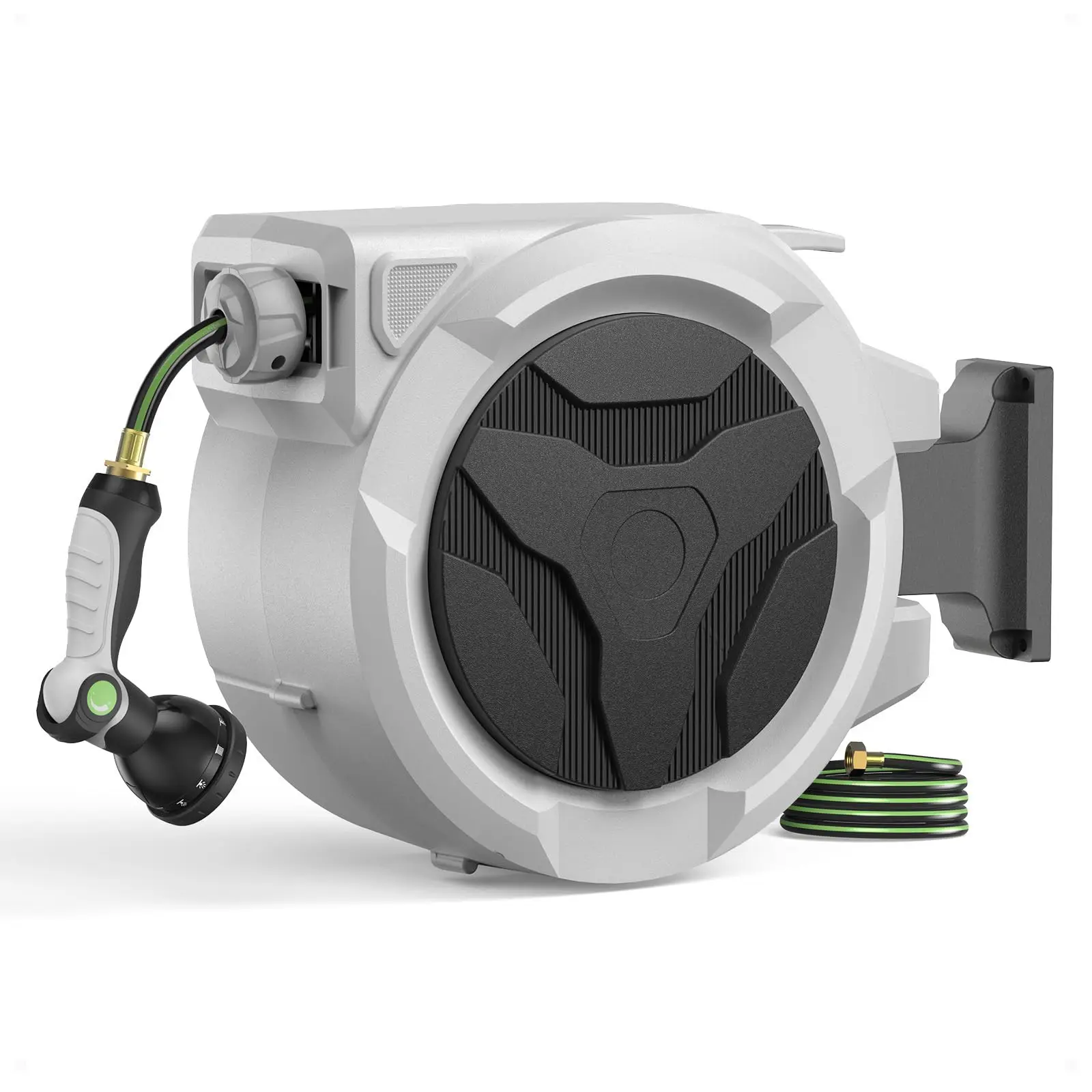 Retractable Garden Hose Reel 100ft x 1/2 in with 10 Spray Nozzle