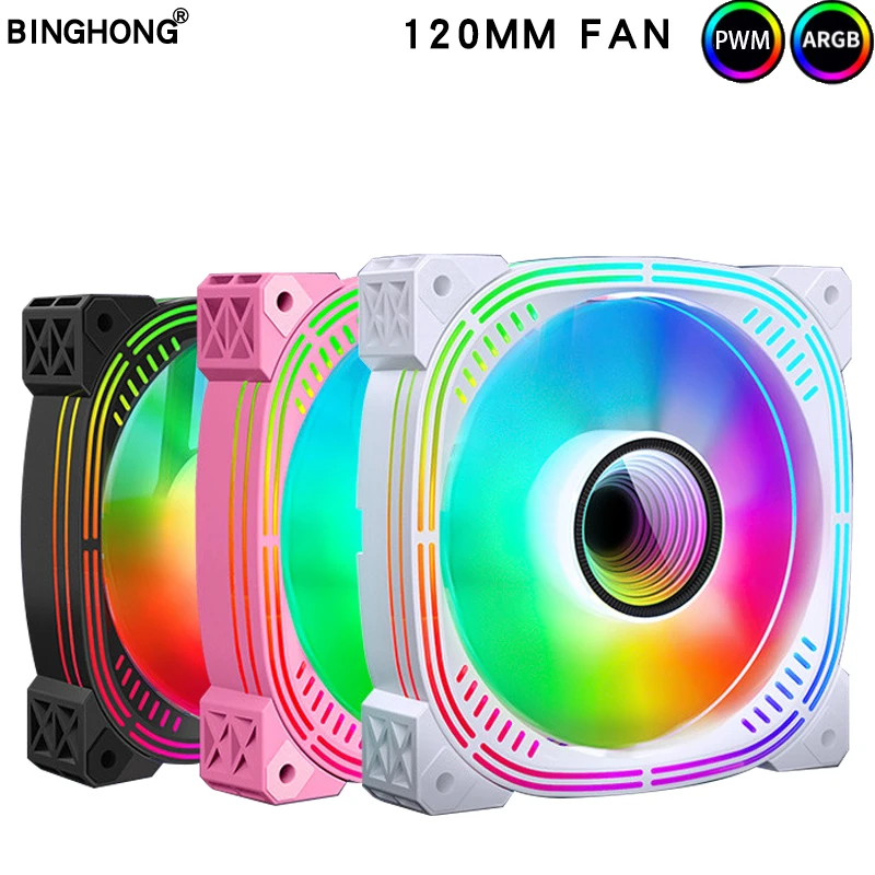 Infinite Space Heat Sink Fan Case Fan PC 120mm ARGB Fan CPU Fan Case Fan 4pin PWM CPU Cooling Fan 3Pin 5v ARGB 12cm Ventilador