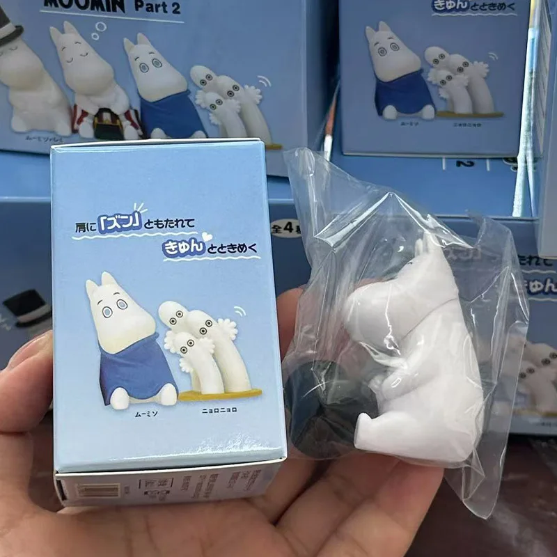 Anime figura moominses ombro a ombro sono sentado boneca caixa cega brinquedo bonito ornamento de mesa coleção modelo crianças presentes