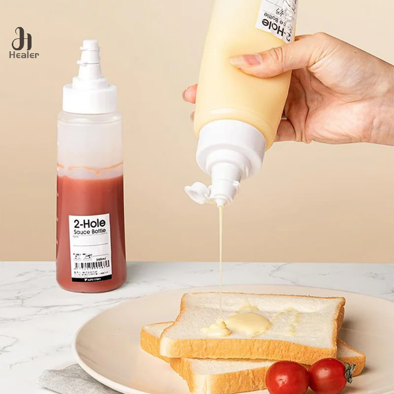 340ml Sauce Bottle Condiment Squeeze Bottles For Ketchup Mustard Hot Sauces Honey Dispenser Gravy Cruet Kitchen Gadget