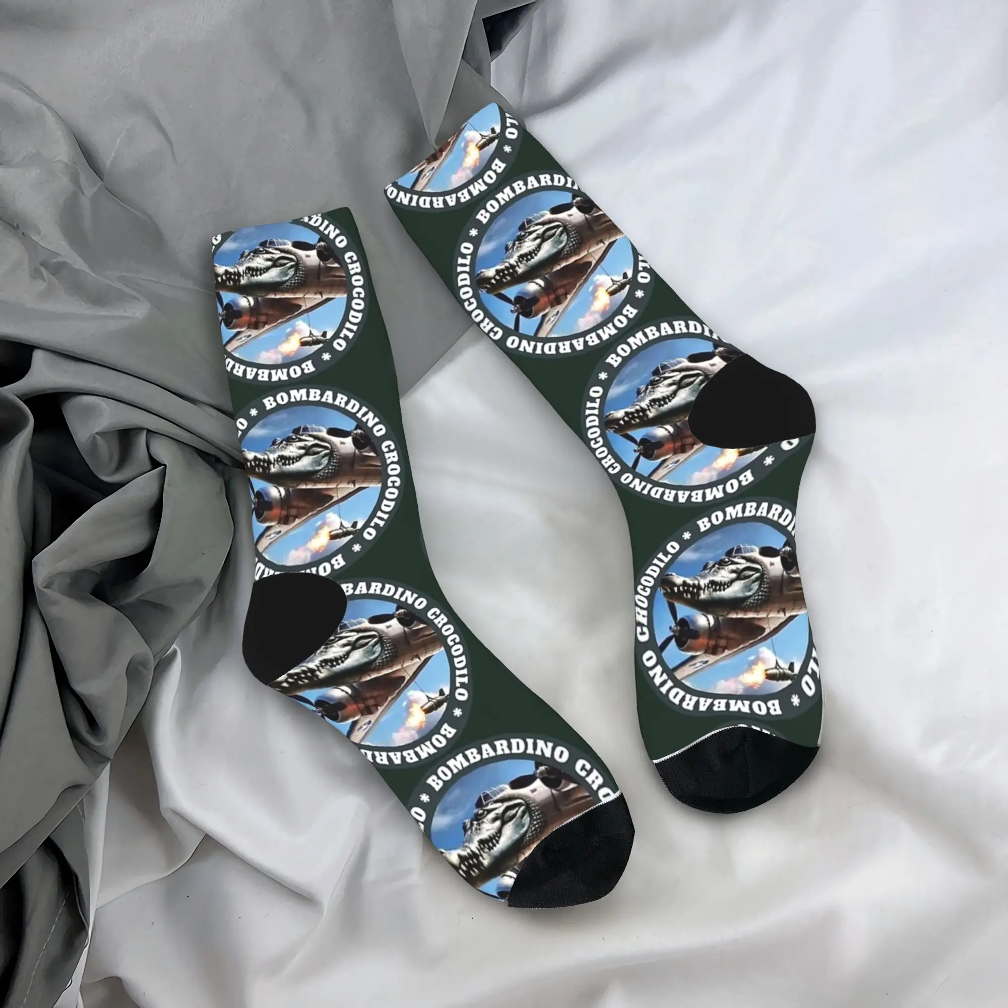 

Bombardino Crocodillo, итальянские носки Brainrot, забавные мем, повседневные чулки, весенние противоскользящие мужские носки, качественные уличные носки на заказ