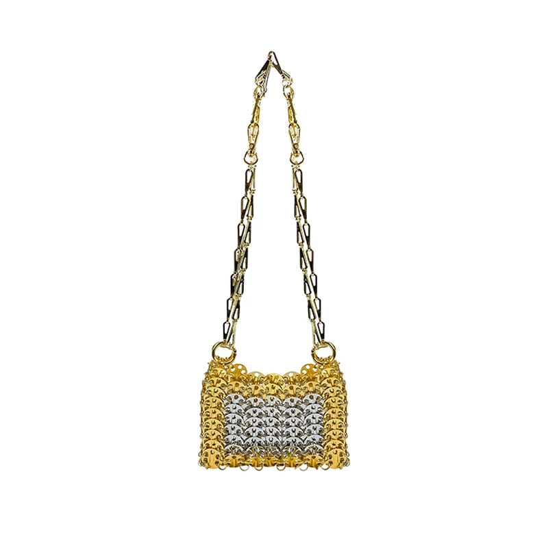 

European and American style personalized niche design, hand woven metal style, women's exquisite shoulder crossbody bag