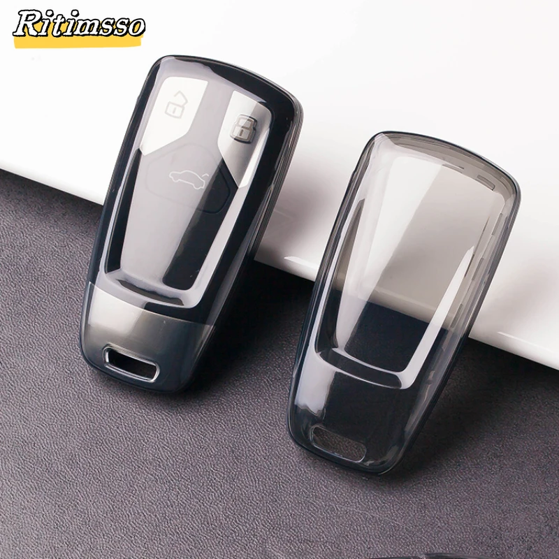 TPU Car Remote Key Case Cover Shell for Audi A4 B9 A5 A6 8S 8W Q5 Q7 4M S4 S5 S7 TT TTS TFSI RS Protector Fob Keyless Keychain