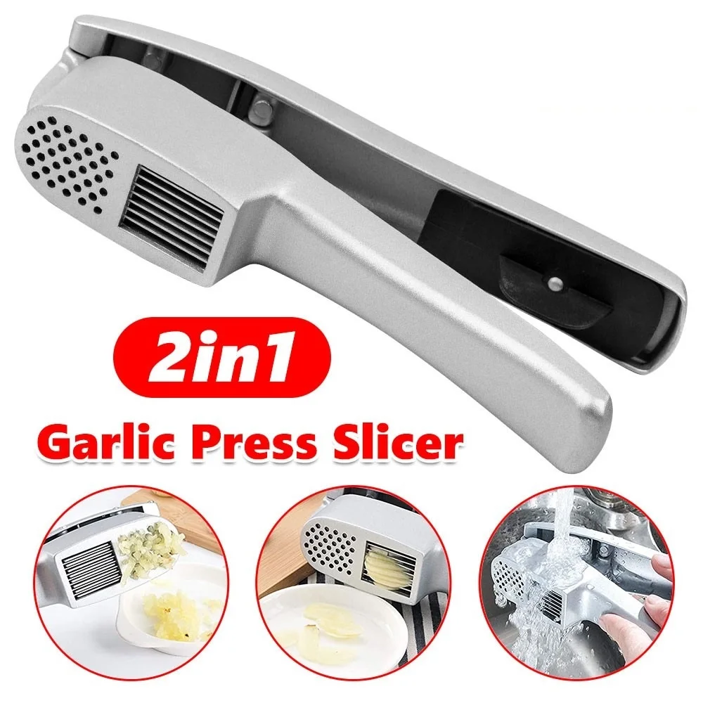 

2in1 Kitchen Garlic Press Crusher Rocker Manual Rocking Mincer Squeezer Chopper