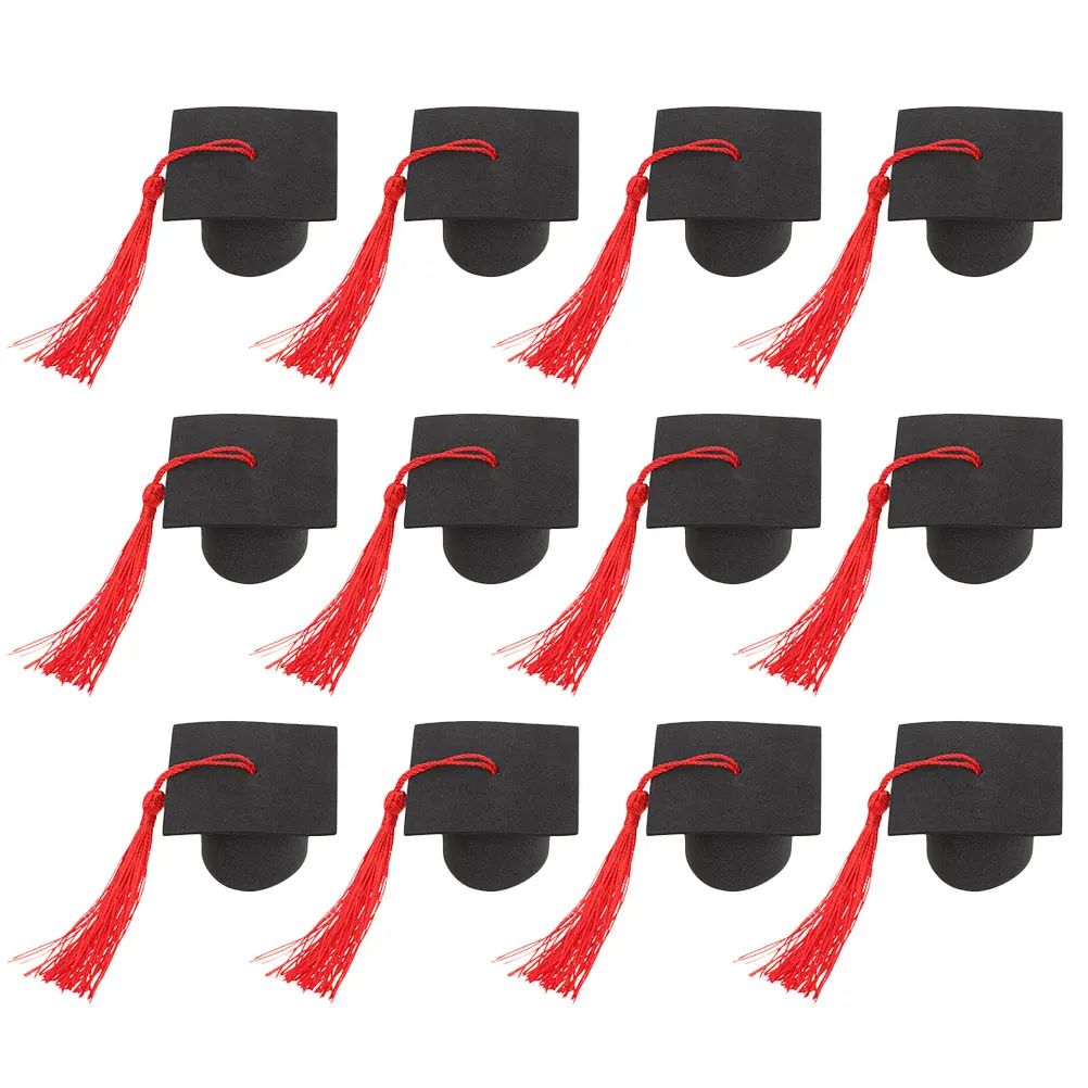 

12 Pcs Bachelor's Hat Decoration Graduation Cap Topper for Cake Party Hats Tassel Paper Bachelors Bride