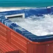 6-Seater Rectangular Outdoor Hot Tub Spa with Lounge Seat Luxury Relax Massage Bathtub