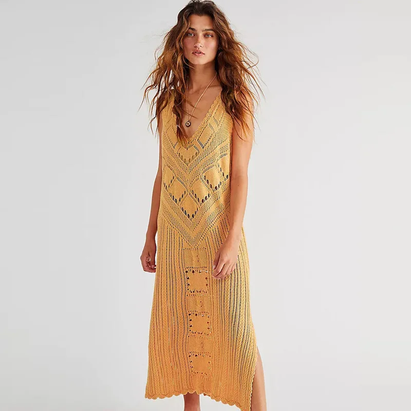 Robe tricotée pour femmes européennes et américaines, couverture de plage ajourée, chemise de protection solaire pour les vacances