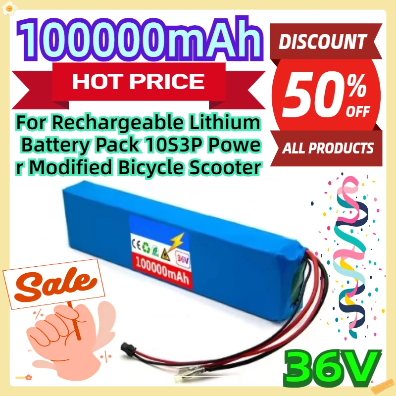 

For 36V 100A Rechargeable Lithium Battery Pack 10S3P Power Modified Bicycle Scooter