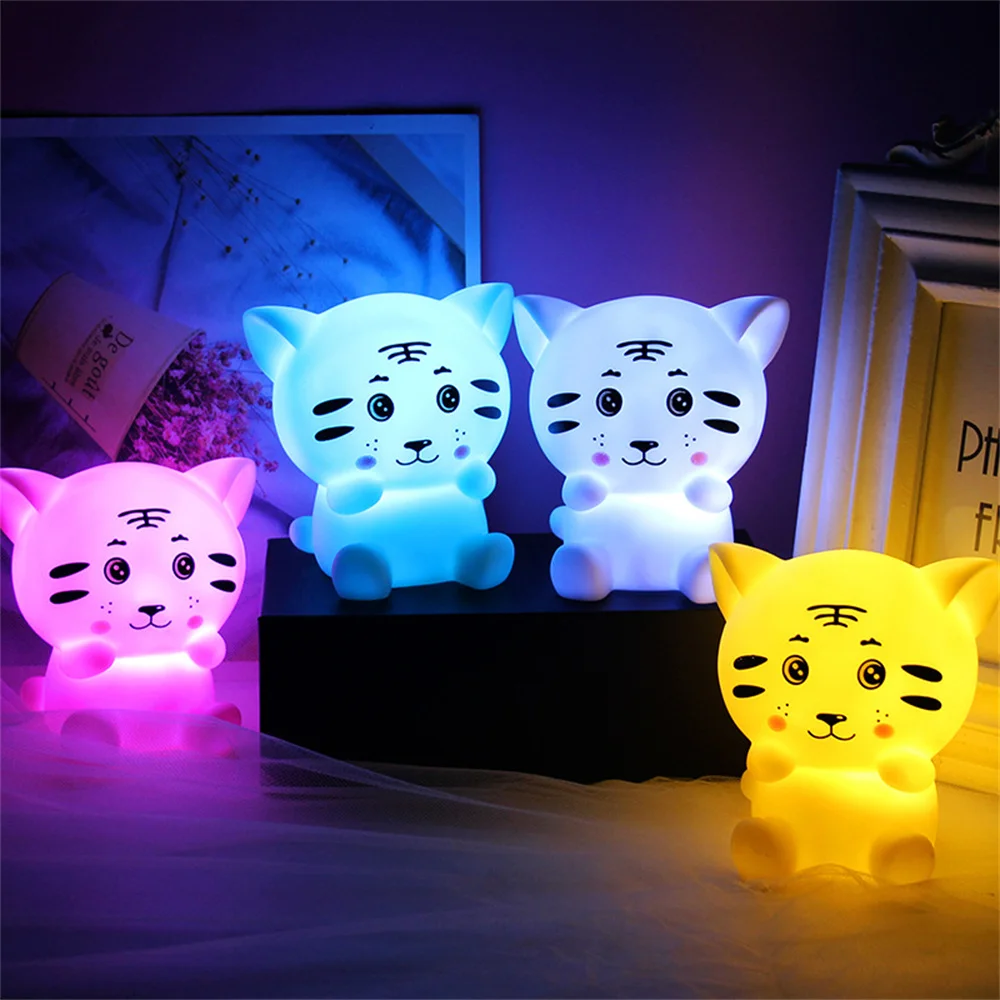 Baby Bedroom Decoration Night Light Led Cartoon Lamp Tiger Mood Lights Christmas Decoration 2023 Room Decor Aesthetic