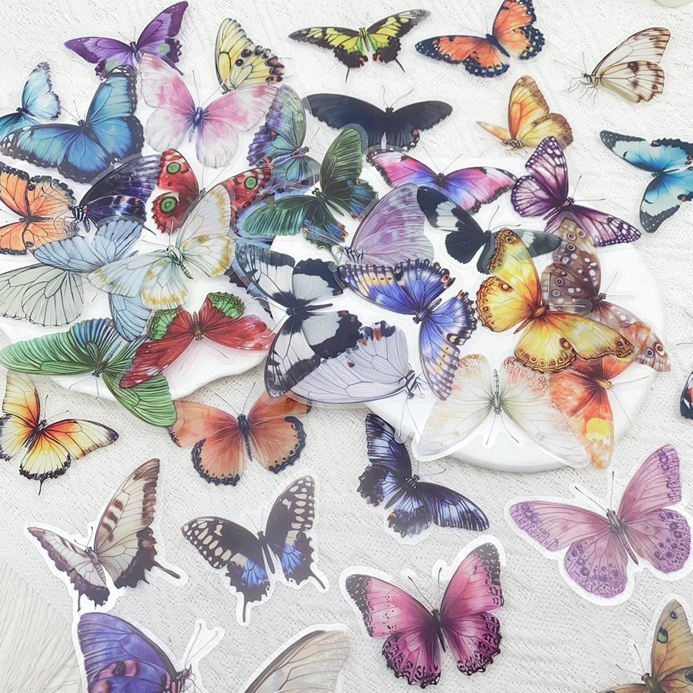 50Pcs Colorful Butterfly Graffiti Stickers Scrapbooking Collage Material Decorate Guitar Frame Wall DIY Waterproof Stickers