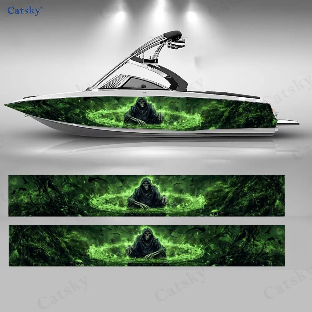 

Наклейки на лодки Mystic Green Magic Circle Reaper, водонепроницаемые виниловые наклейки из ПВХ для рыболовных лодок, прочный и стильный дизайн