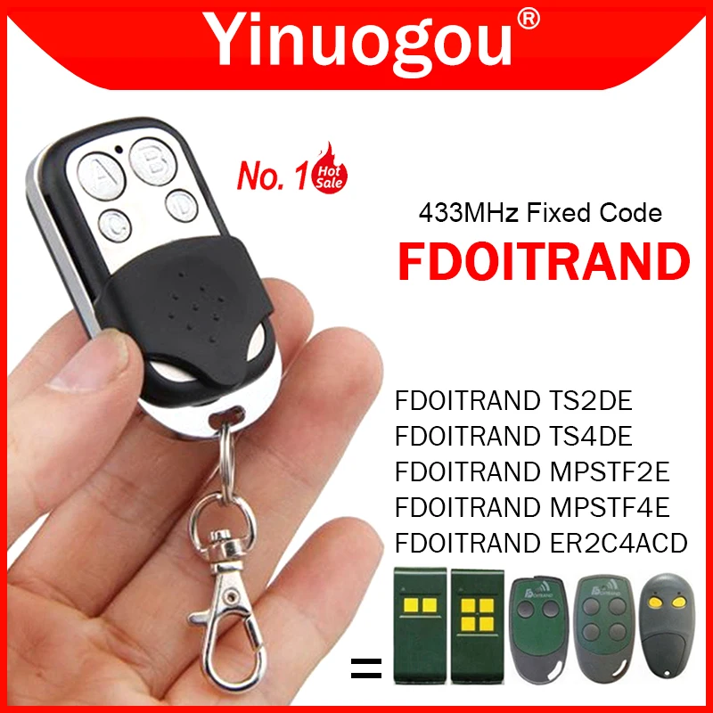 

100% Clone FDOITRAND TS2DE TS4DE MPSTF2E MPSTF4E ER2C4ACD Garage Door Remote Control 433.92MHz Fixed Code Electric Gate Opener