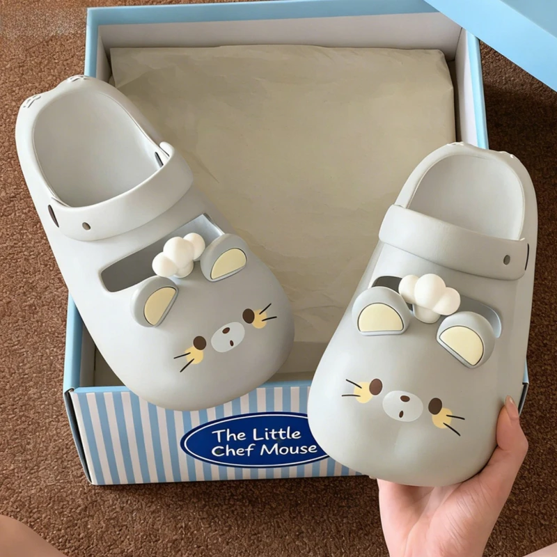 2026 Cute Cartoon Mouse Indoor Street Clogs For Women Summer Platform Shoes Soft EVA Girls Daily Walking Slippers Street Sandals