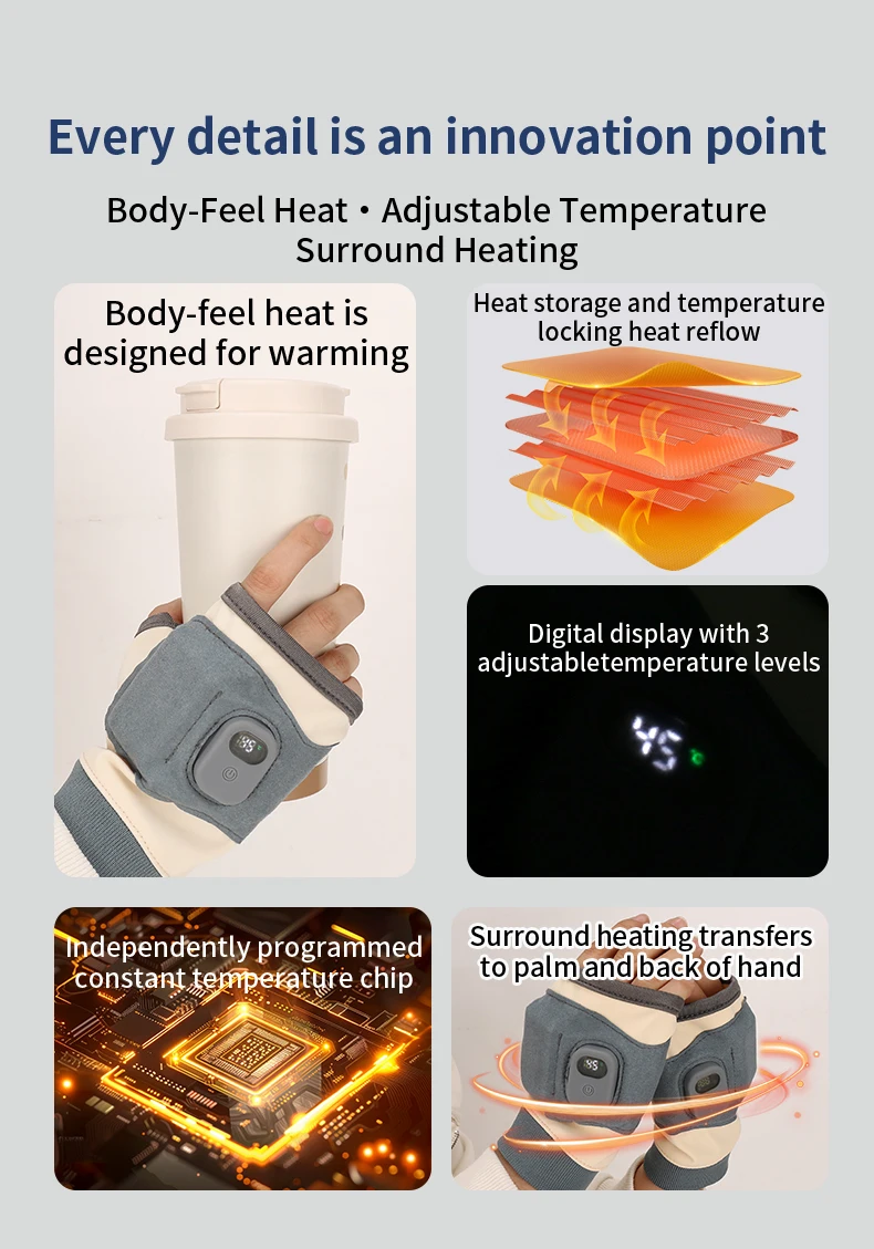 

2026 Smart Rechargeable Electric Heated Gloves 360° Heating Thermal Heated Gloves Windproof Touchscreen