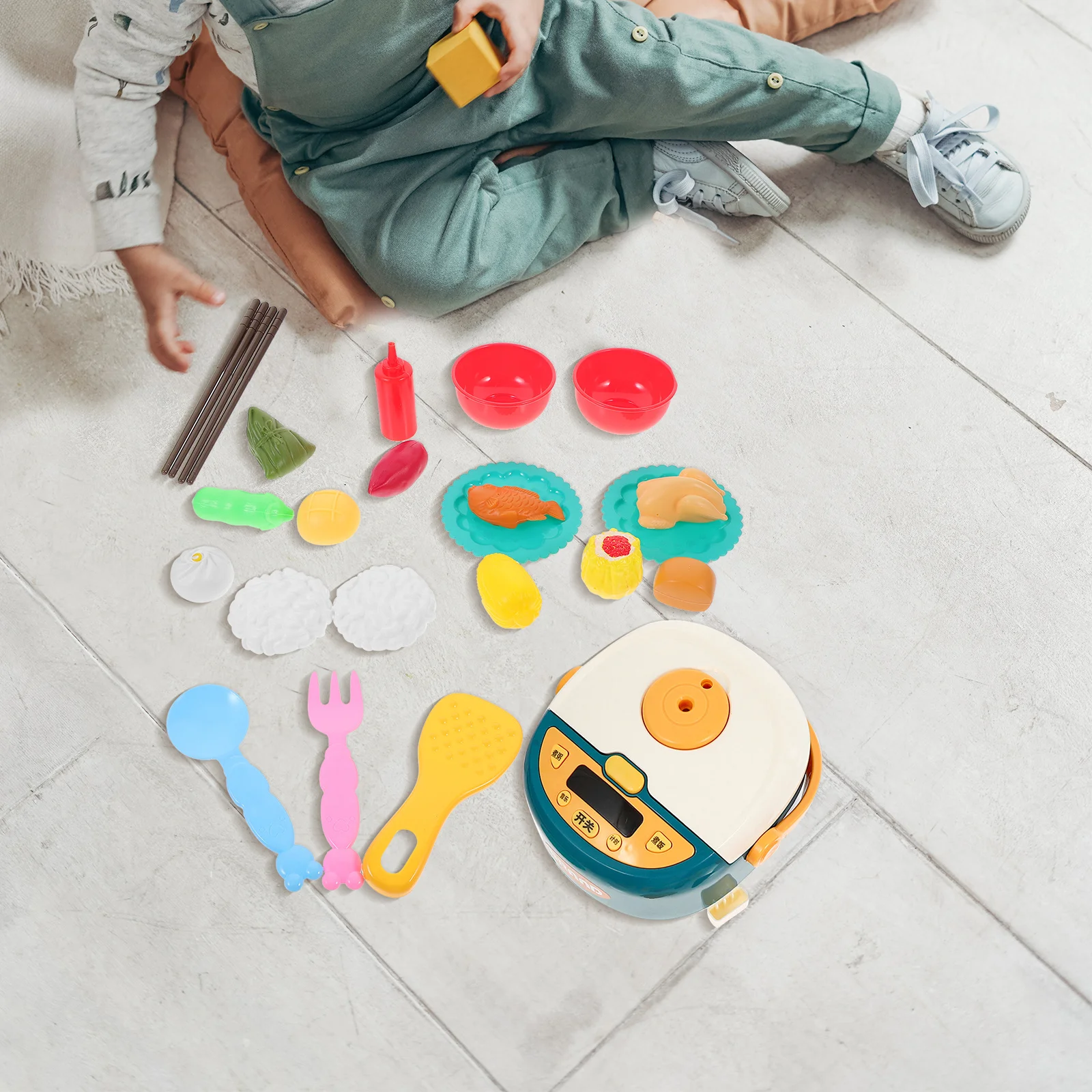 1Set Kind Simulation Reiskocher Spielen Haus Kochen Set mit Musik Spray Effekt Pädagogisches Küche Kochen Kit für Eltern kind