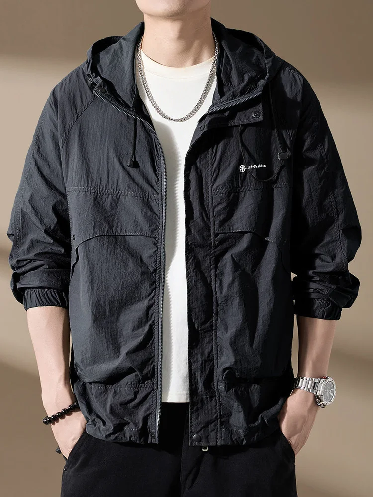 سترة صيفية خفيفة الوزن للرجال من الحرير الجليدي للحماية من الشمس، معطف للصيد في الهواء الطلق بإحساس بارد وحماية من الأشعة فوق... #2