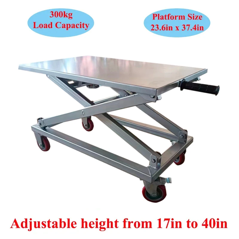 23.6in x 37.4in Height Adjustable Heat Printing Equipment Platform Cart 300kg Load Capacity Portable Cart Wholesale Dropshipping