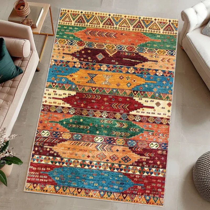 Boho Deco Living Room Carpet Elegant Print Bedroom Cloakroom Chic Soft Floor Mat Lounge Area Tea Table Plush Rug Ковер Tapis 러그