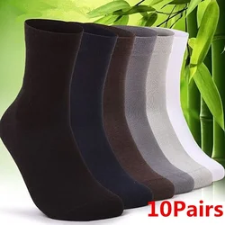 Calcetines largos de fibra de bambú para Hombre, medias de seda a rayas finas, de negocios, sin tacón, para verano, 10 pares por lote