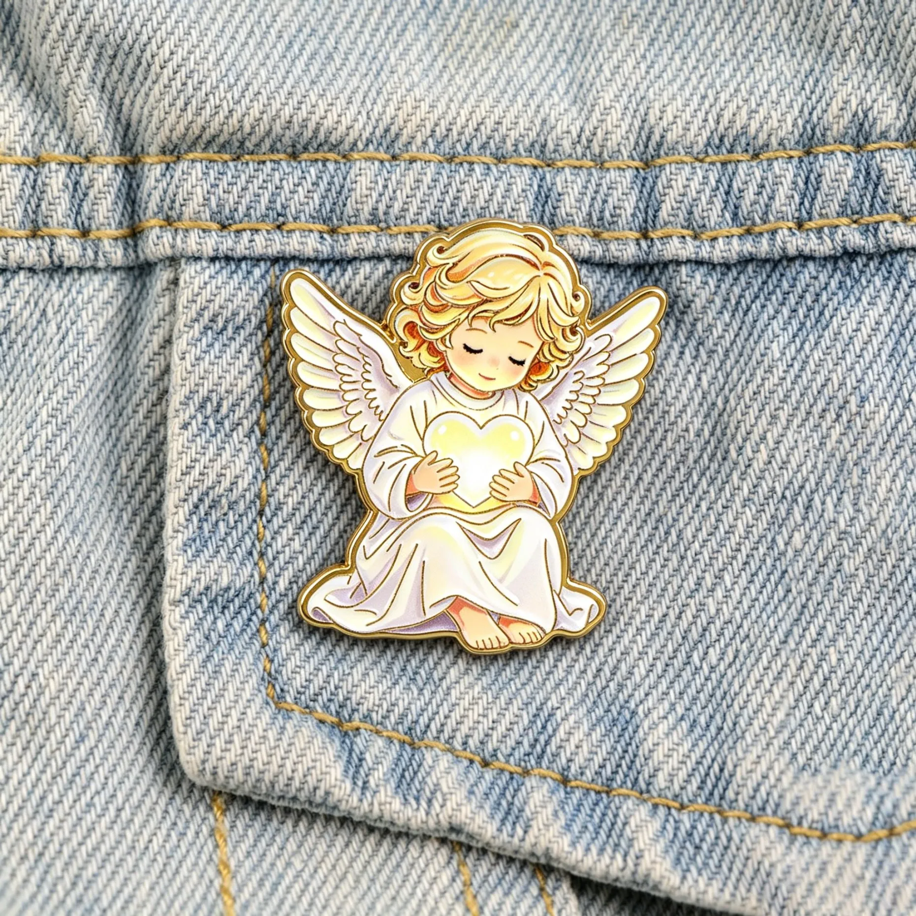 Broche en émail ange mignon, broche ange ailé élégante, épinglette de mode pour veste en jean, sac à dos, chapeau, bijou, cadeau
