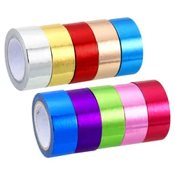 4/6/10Pcs 15mm x 5m Metallic Washi Tape Art Paper Mirror Masking Foil Sticker Self-Adhesive Decorative Tapes for DIY Art Craft