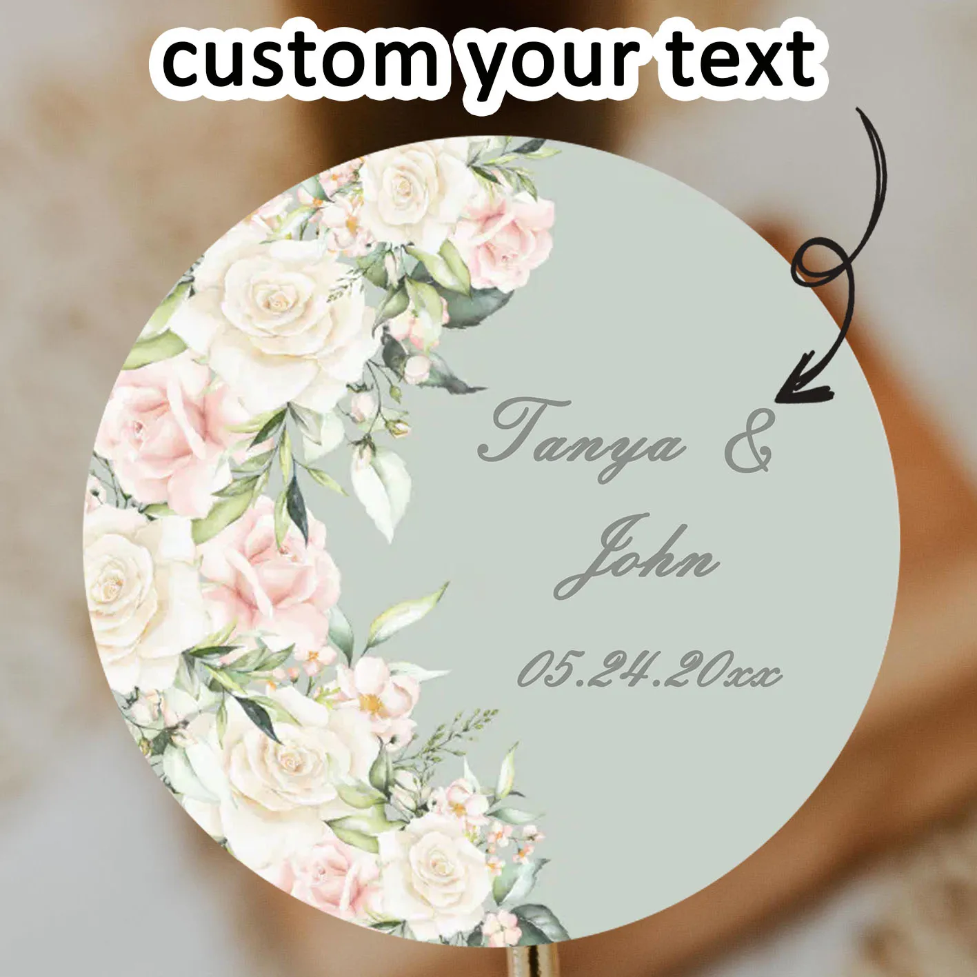 สติกเกอร์ชื่อและวันเกิดแบบกำหนดเอง 90 ชิ้น (สำหรับงานแต่งงาน พิธีบัพติศมา การ์ดเชิญงานปาร์ตี้)