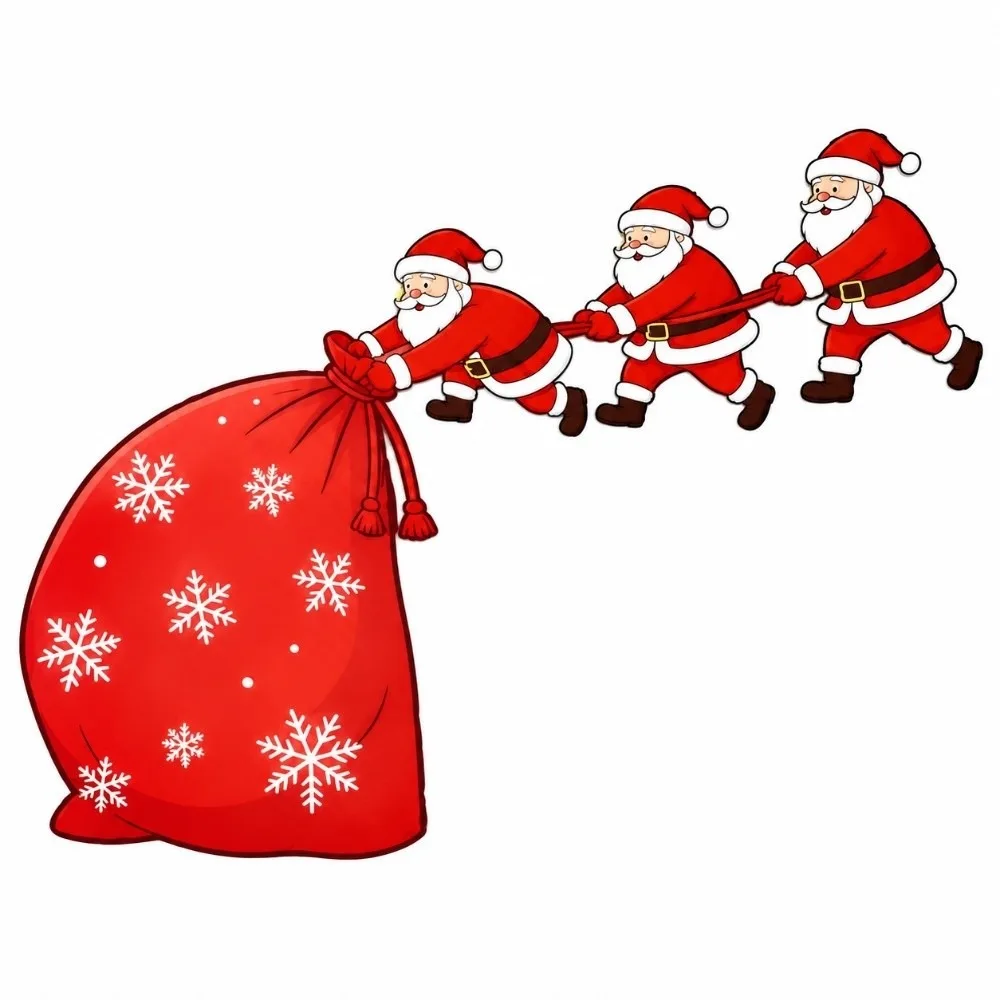 Santa Claus Gift Bag Wall Decals 2D Cartoon Pattern Self-Adhesive Christmas Pendants PVC Mural Decoration New Year Home Decor
