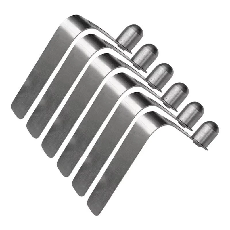 

652F 6Pcs Stainless Steel Kayak Paddles Spring Clip Replacement Awning Tent Poles Push Button Clip Tube Locking Pin Clip