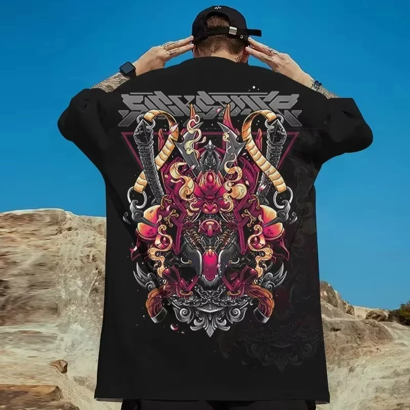 

Мужская футболка большого размера в стиле хип-хоп с принтом Ghost Warrior в стиле ретро, уличный летний горячий стиль, супер крутой уличный стиль