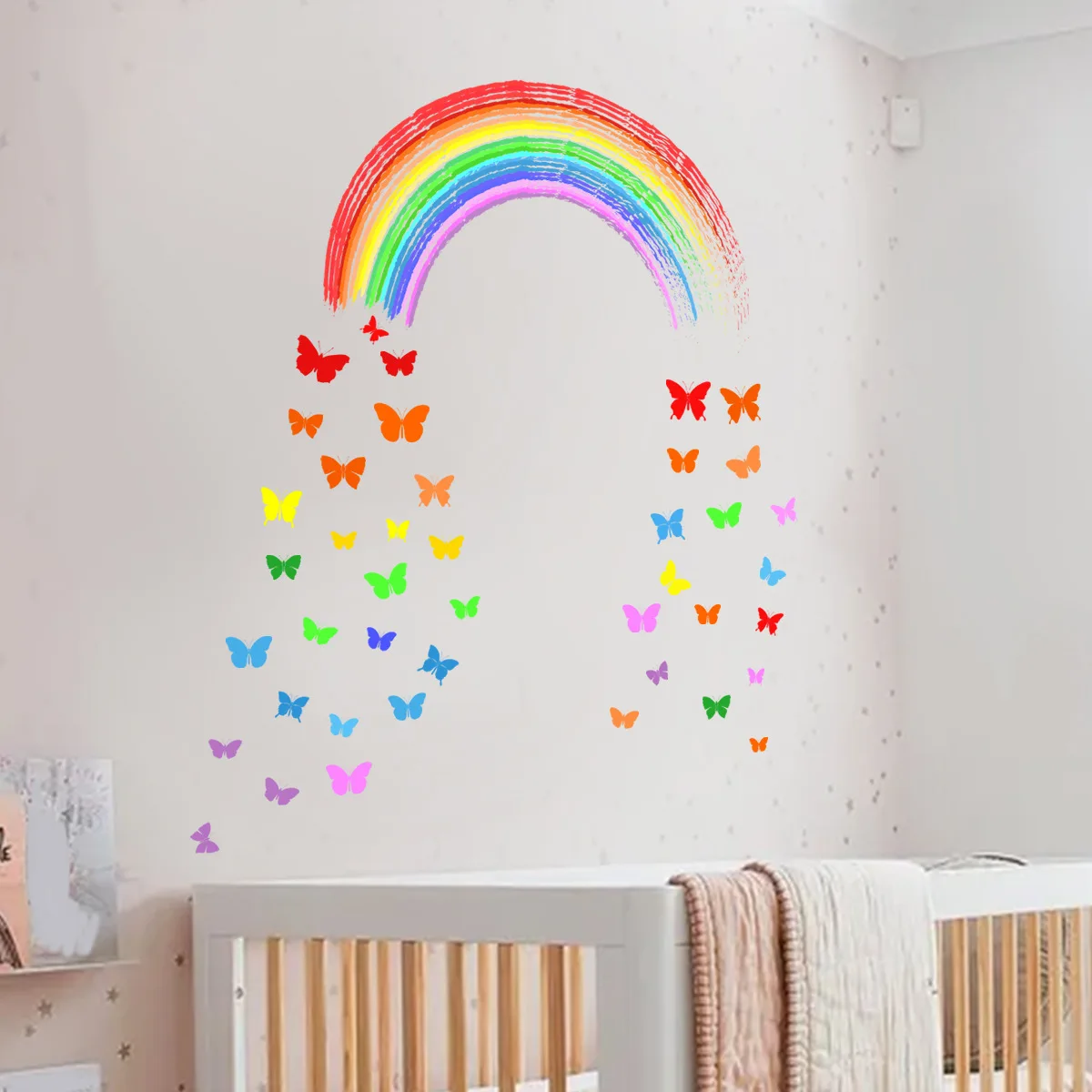 

30*60cm Rainbow Color Butterfly Wall Sticker Background Wall Living Room Bedroom Study Restaurant Decoration Wall Sticker Ms6203