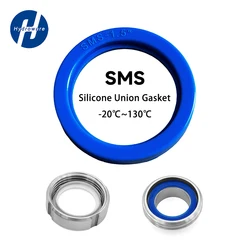 Food Grade Blue Silicone SMS Union Gasket Sanitary 19 25 32 38 51 63 76 89 102mm Heat Acid Alkali Resistant Threaded Pipe Seal