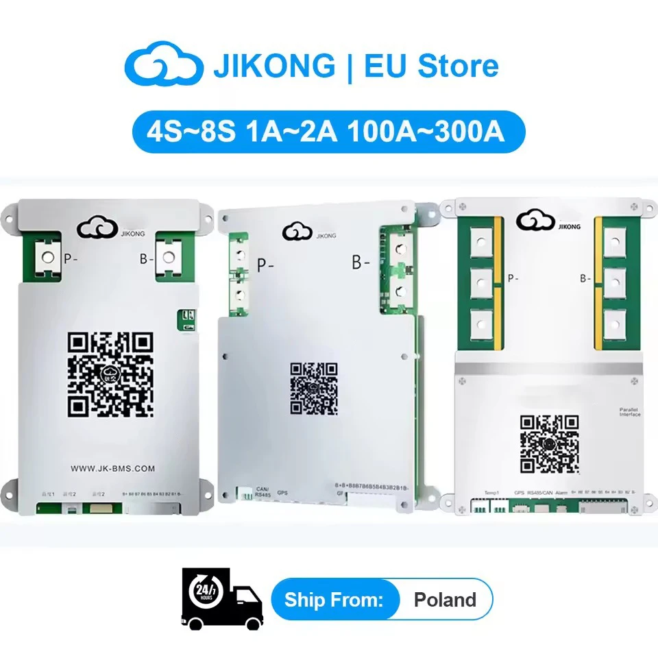 JIKONG 4S~8S BMS JK-B1A8S10P-HCRPB B2A8S20P-HCRPB B2A8S30P-HCRPB 100-300A con RS485 Heat CAN Buzzer parallelo Lifepo4 Li-Ion Lto