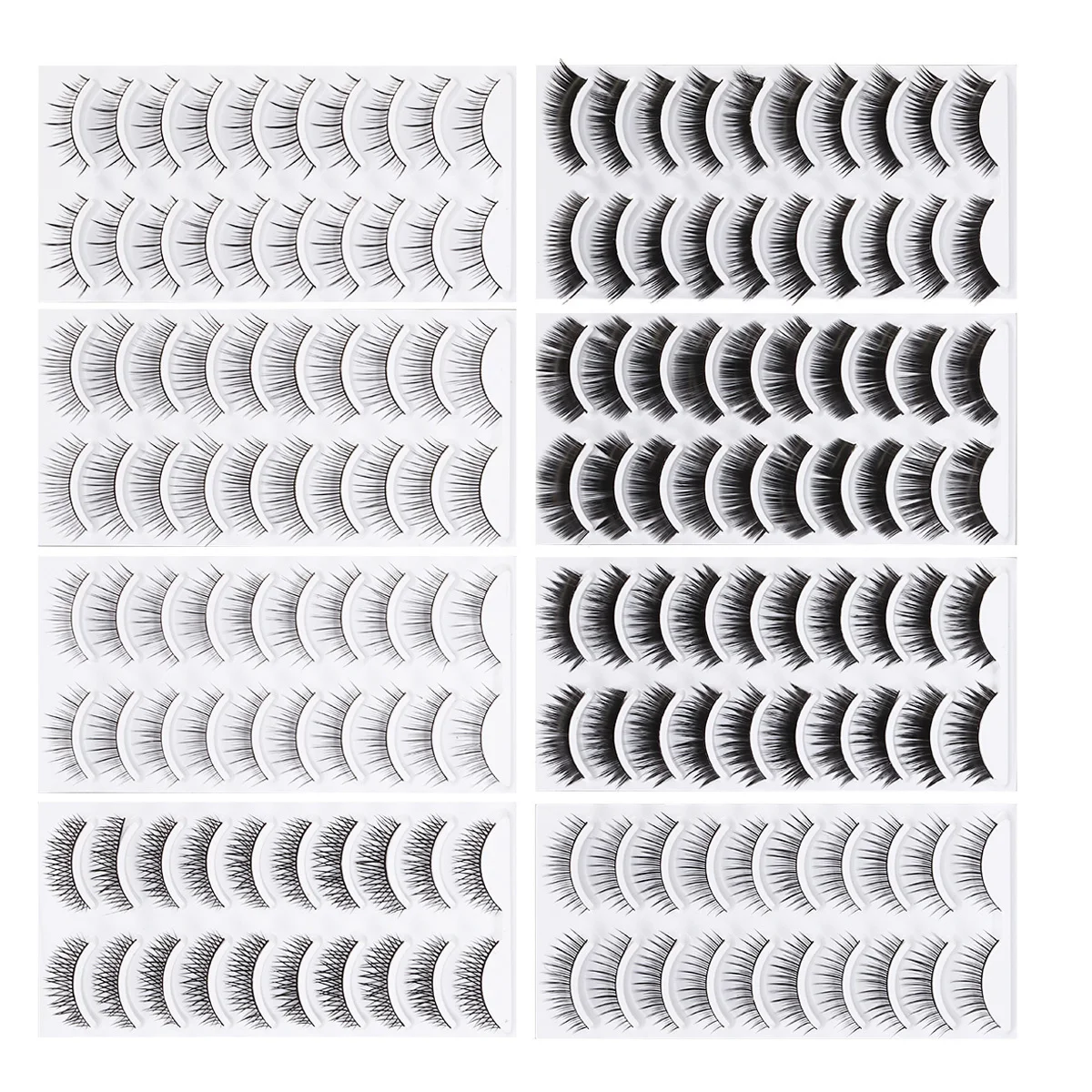 80 Paar Wimpern, lange, dicke Wimpernverlängerungsstreifen, einfache Verwendung, Party, tägliches Make-up, Wimpern-Sets, gefälschte Wimpern