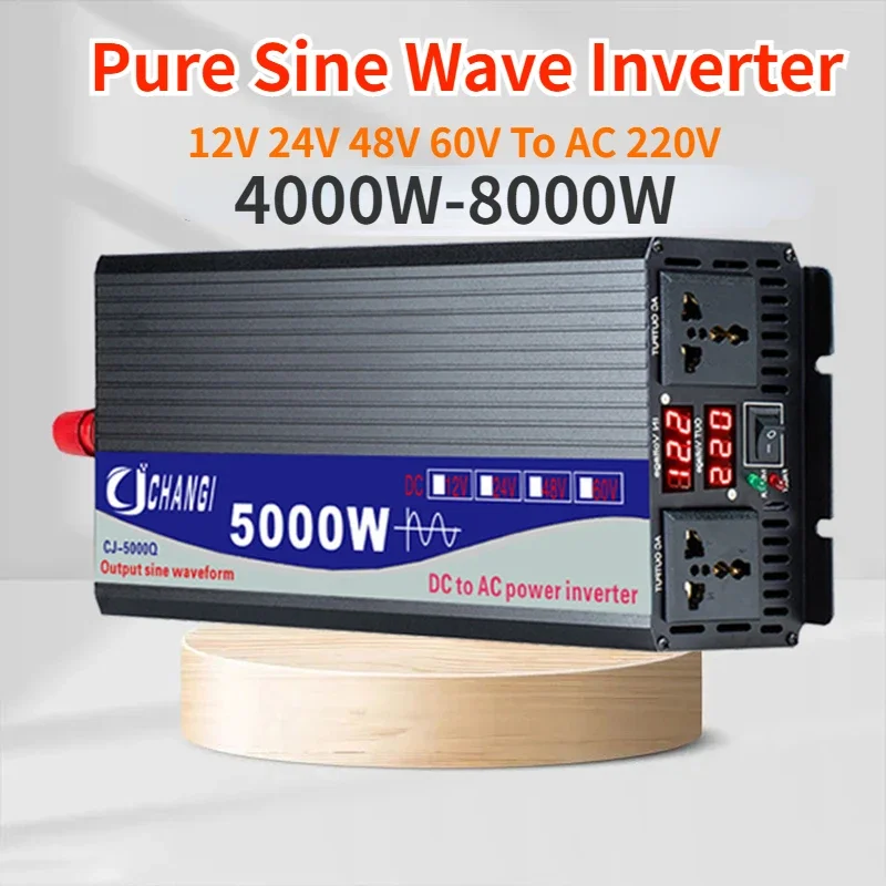 

4000W/5000W/5500W/6000W/8000W Pure Sine Wave Inverter DC12v To AC110v2220V Vehicle Mounted Household Battery Power Converter