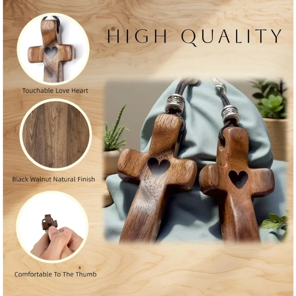Handgehaltenes Olivenholz-Kreuz aus Elegantem Holz-Kreuz-Dekor - Vielseitiges Spirituelles Symbol für Zuhause & Büro, Perfektes Geschenk – Detail 9