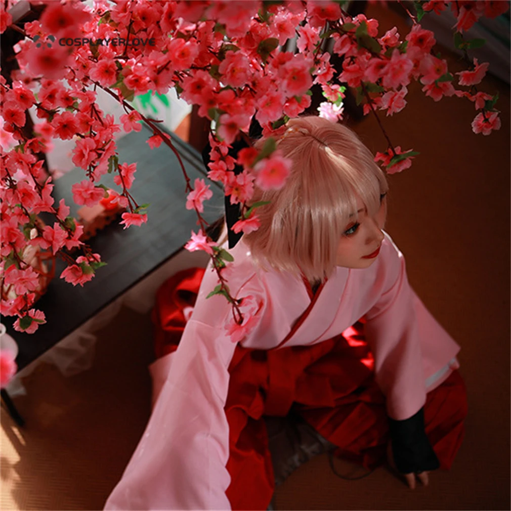 fate Okita Sōji sakura saber Kimono halloweeen Cosplay Costume Halloween Outfit