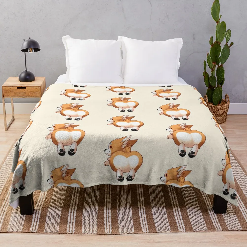 

Corgi Butt Throw Blanket Furry Blankets Retro Blankets