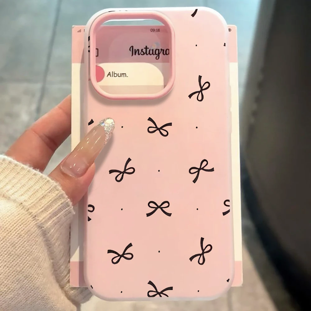 Cute Bow Polka Dot INS Phone Case for IPhone 17 16 11 12 13 14 15 Pro Max 8 15 16 Plus 17 Air Cases Shockproof Silicone Cover