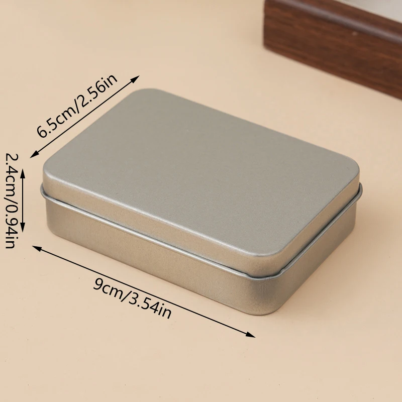1PC Silver Mini Rectangular Tin Box Miscellaneous Container Cosmetic Storage Box Small Iron Box