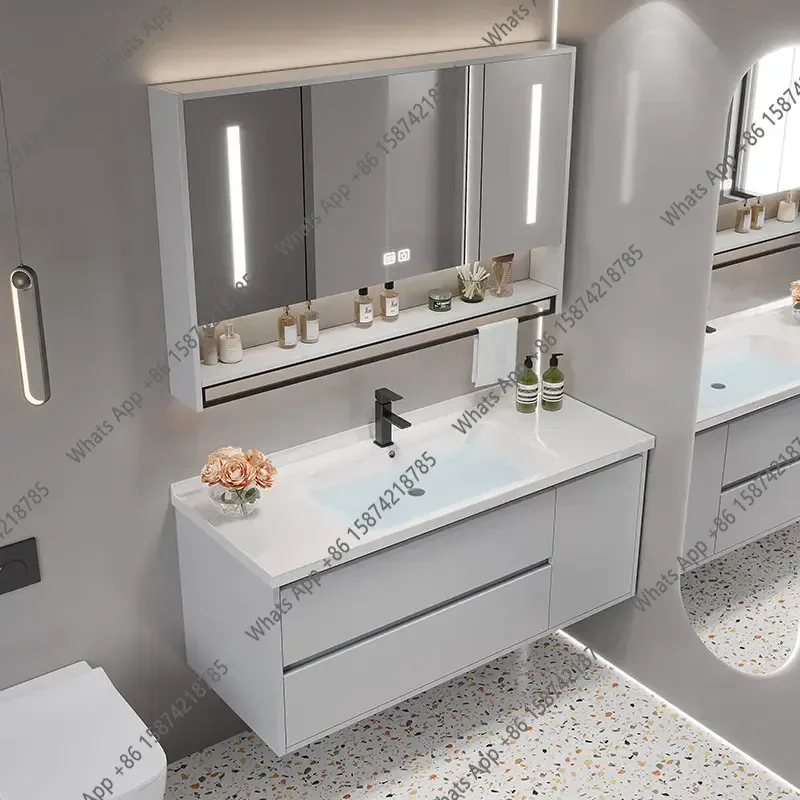 

J Vintage Partition Bathroom Vanities Toilet Vanity White Light Bathroom Vanities Mirrors Storage Mobiletto Bagno Home Furniture