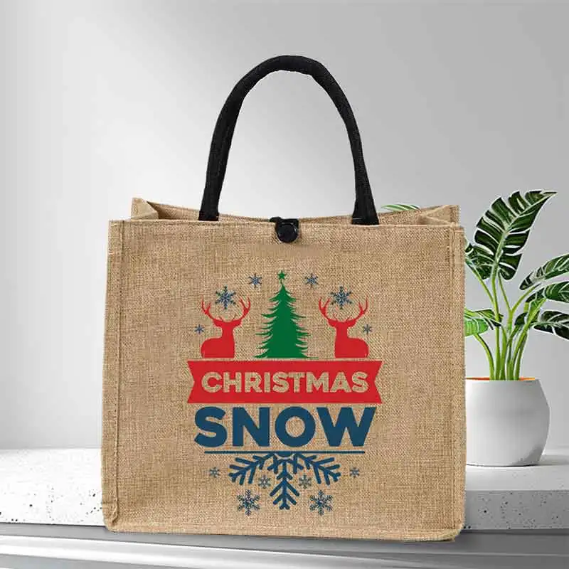 Best Winter Casual Large-Capacity Linen Tote Bag Women Aesthetic Shopping Bags Casual Jute Shoulder Bag