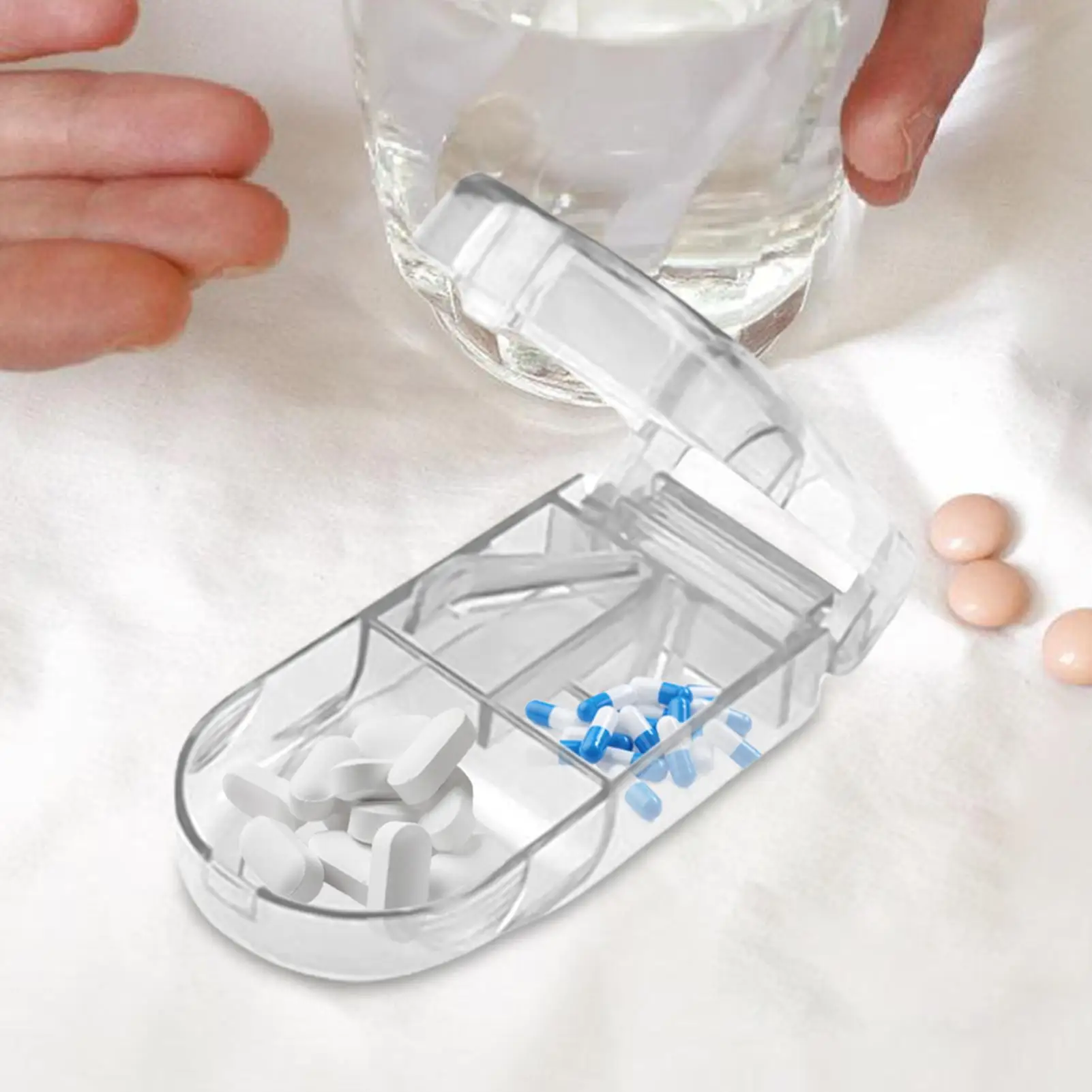  Portable Medicine Cutter and Splitter Box - Precise Pill Divider, with Storage Compartment Box Medicine Organizer