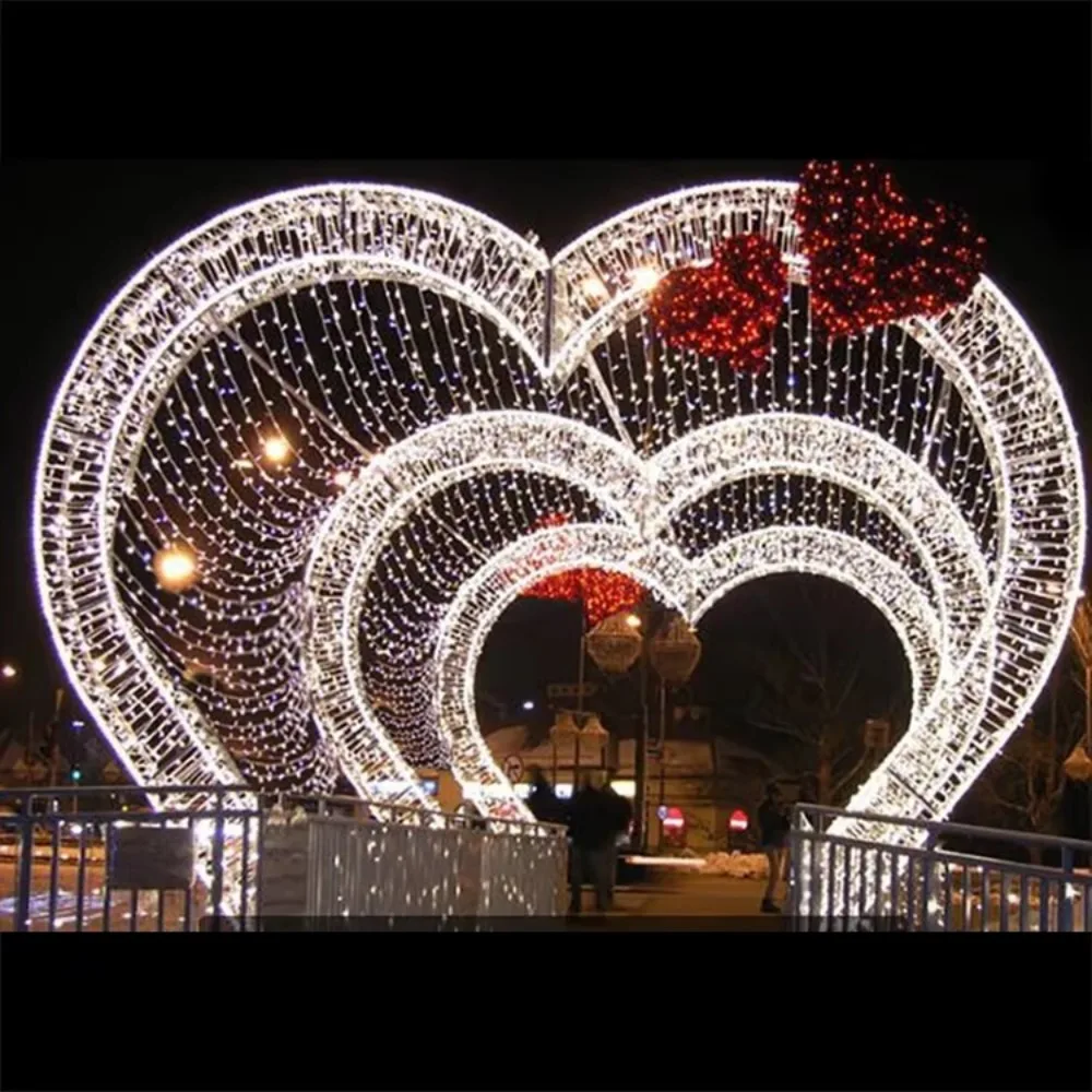 New Wedding Decoration Light Emitting Diode Heart Arch Light Outdoor Street Arch Decoration 3D Arch Pattern Light