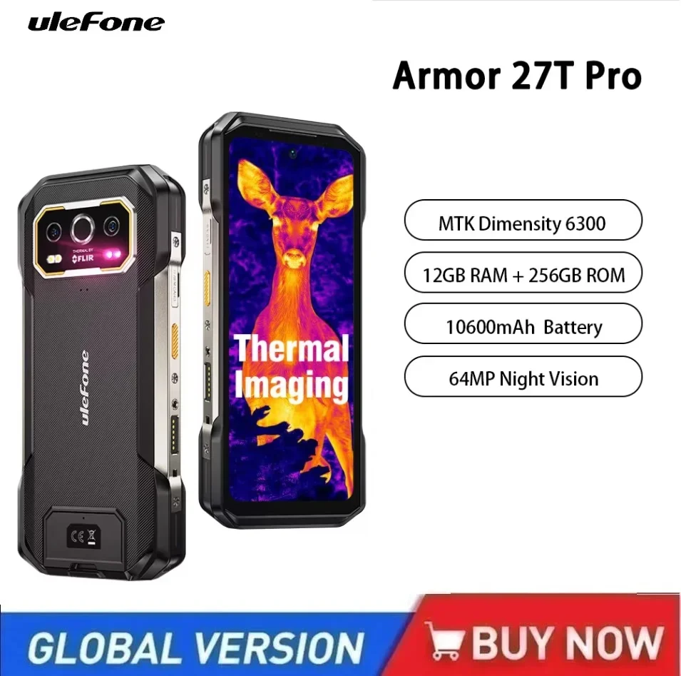 Ulefone Armor 27T Pro 5G Rugged Smartphone Android 14 10600mAh 24GB+256GB Mobile Phone 50MP+64MP Night Camera Cell phone NFC