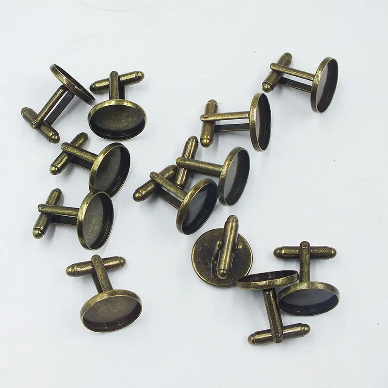 

Factory wholesale! 200PCS GUNMETAL Color French Cuff Links With 16mm Round Flat Blank