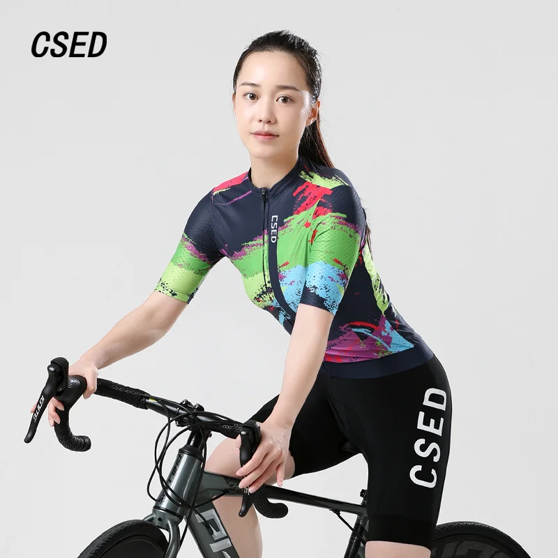 

CSED велосипедный трикотаж весна лето осень одежда для езды на велосипеде женская одежда для велосипеда с короткими рукавами дышащая плотная молния на полной молнии