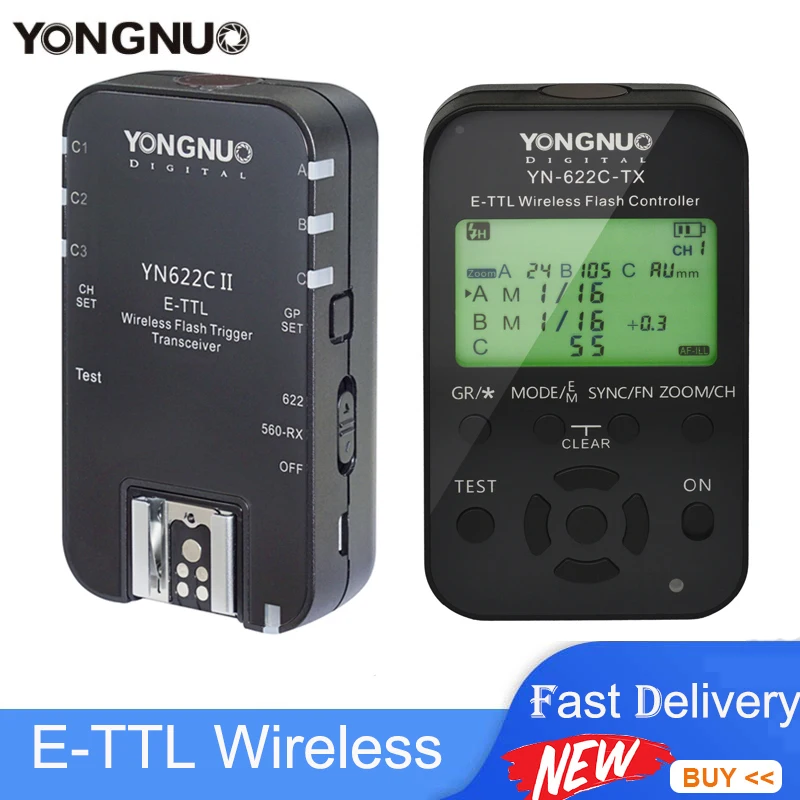 

YONGNUO Wireless TTL Flash Trigger YN622C II YN-622C-TX KIT with High-speed Sync HSS 1/8000s for Canon Camera 600D 7D 5DIII