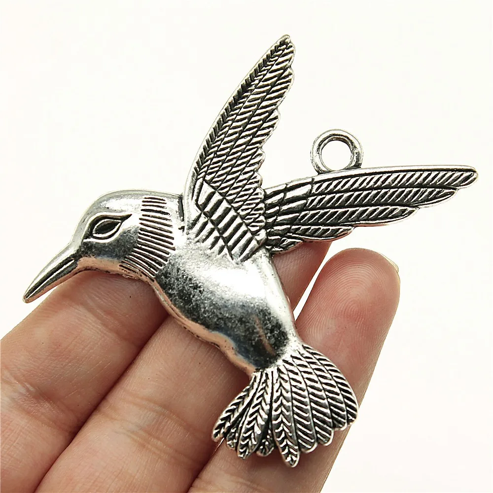 5pcs Big Bird Pendant Charms Antique Silver Color Pendants Making DIY Handmade Tibetan Finding Jewelry