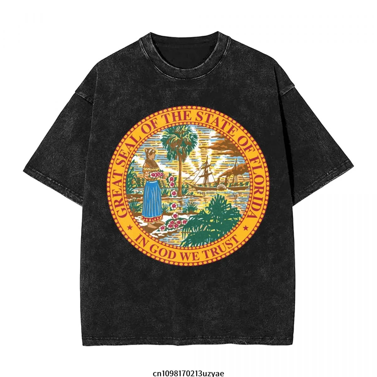 

Мужская винтажная хлопковая футболка с коротким рукавом Florida Strong State, летняя футболка в стиле хип-хоп